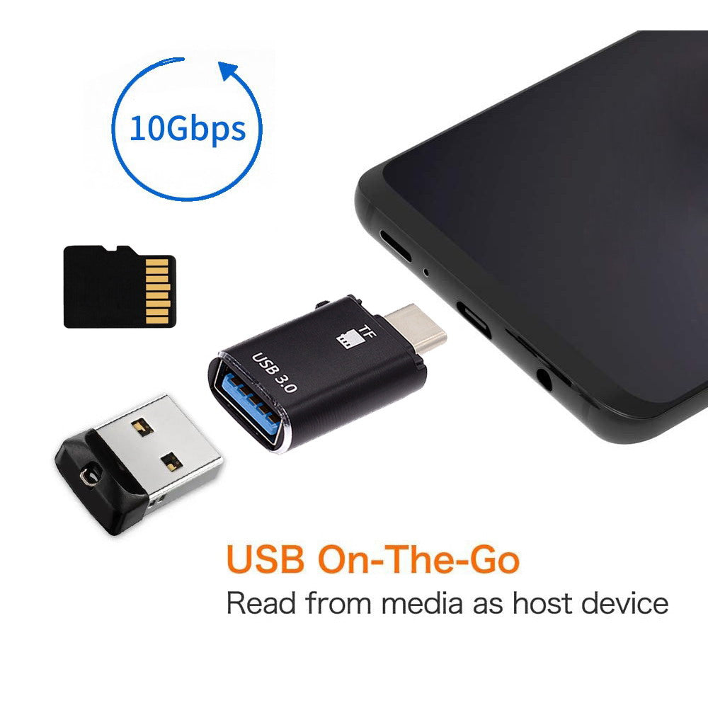 10Gbps USB-C Type-C to USB 3.0 Female OTG & TF Micro-SD Card Reader Adapter for Laptop Tablet Phone UC-035-TF