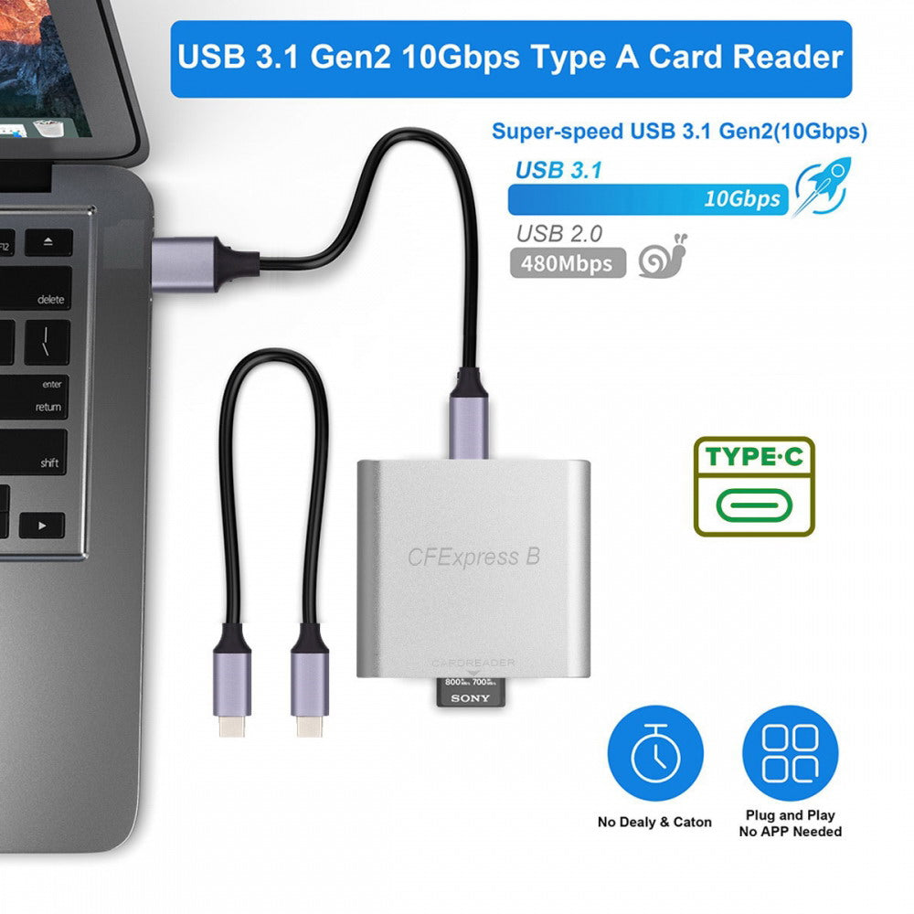 USB3.1 Type-C USB3.0 Type-A to CF Express Extension Card Reader CFE Type-B Support R5 Z6 Z7 CFB Memory Card UC-152-CFE