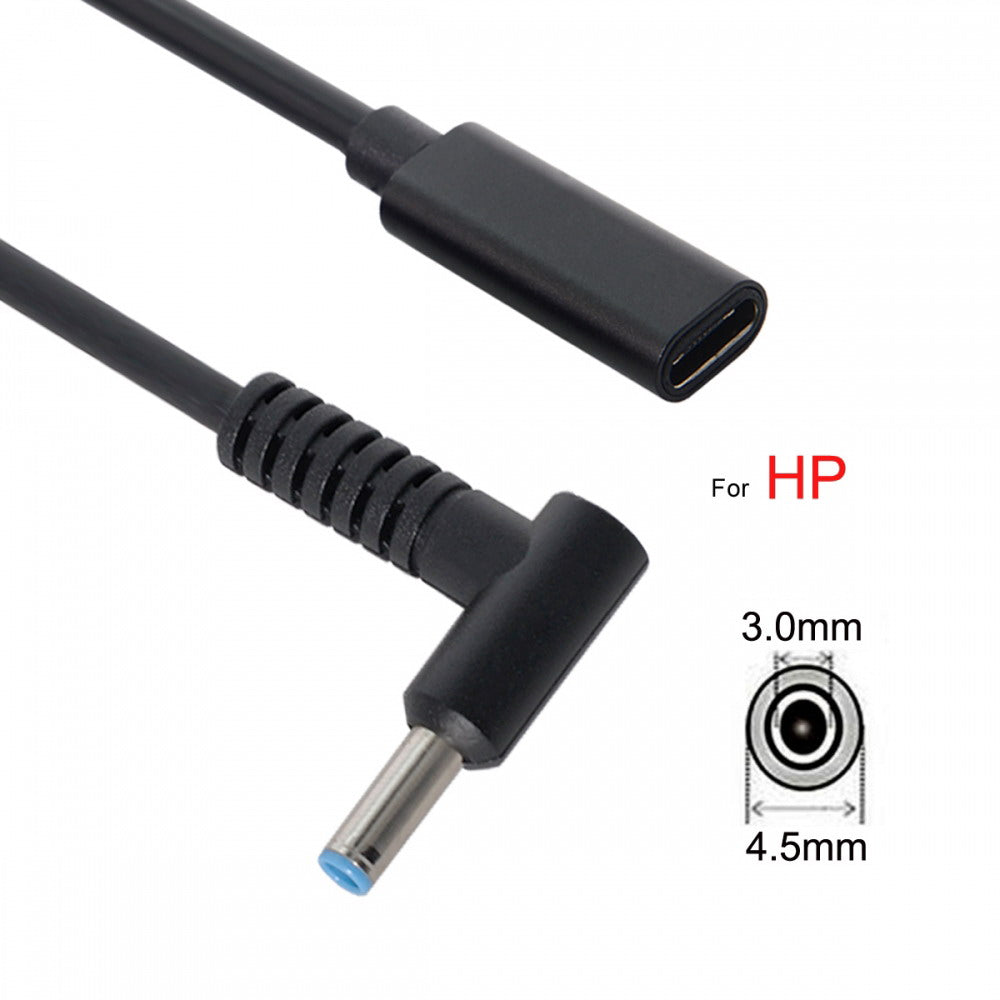 Type C USB-C Female Input to DC 4.5*3.0mm Power PD Charge Cable fit for HP Laptop 18-20V UC-109-4530HP