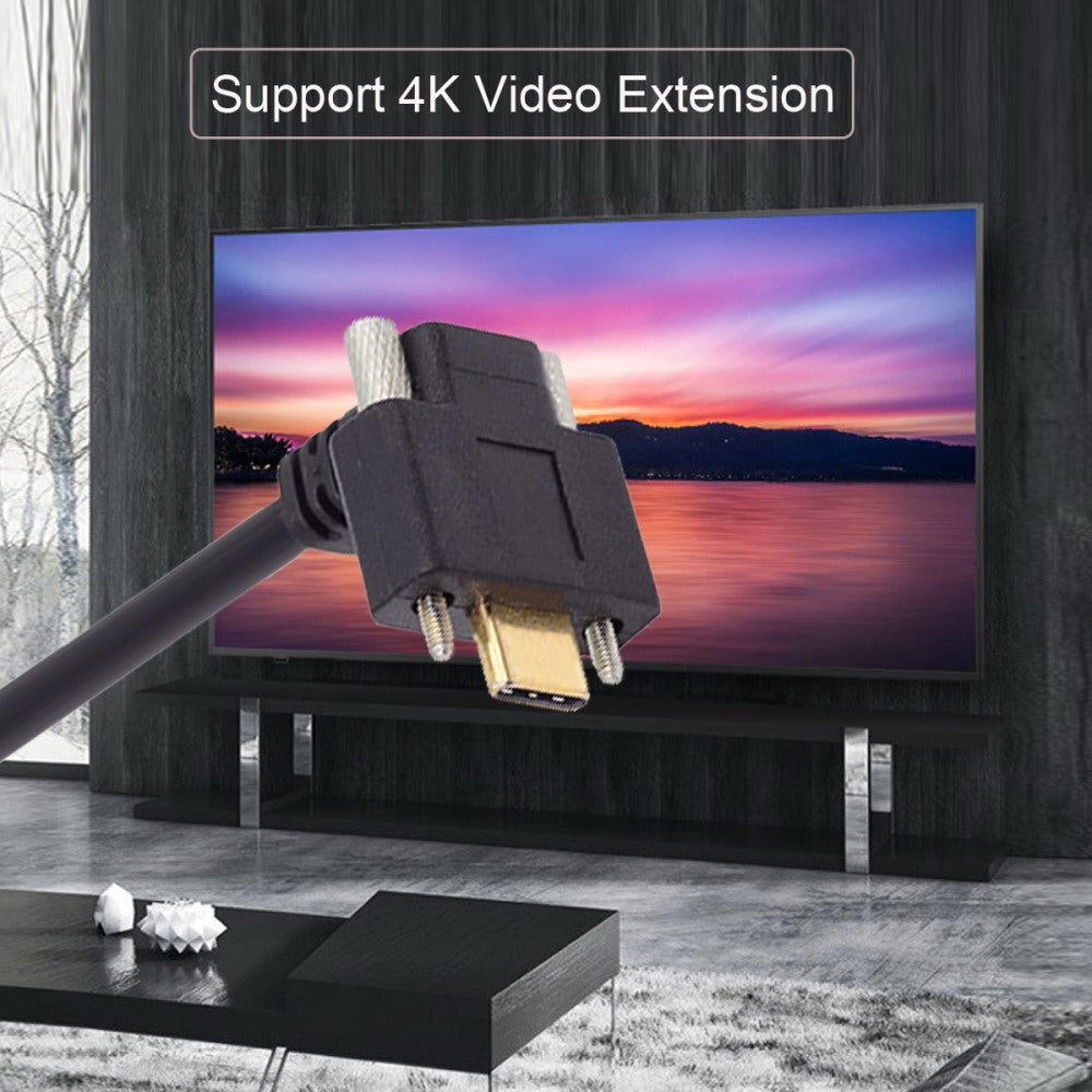 USB-C USB 3.1 Type C Up Angled Male to Female Extension Data Screw Locking Cable for for Realsense Camera VR Quest Link UC-041-UP