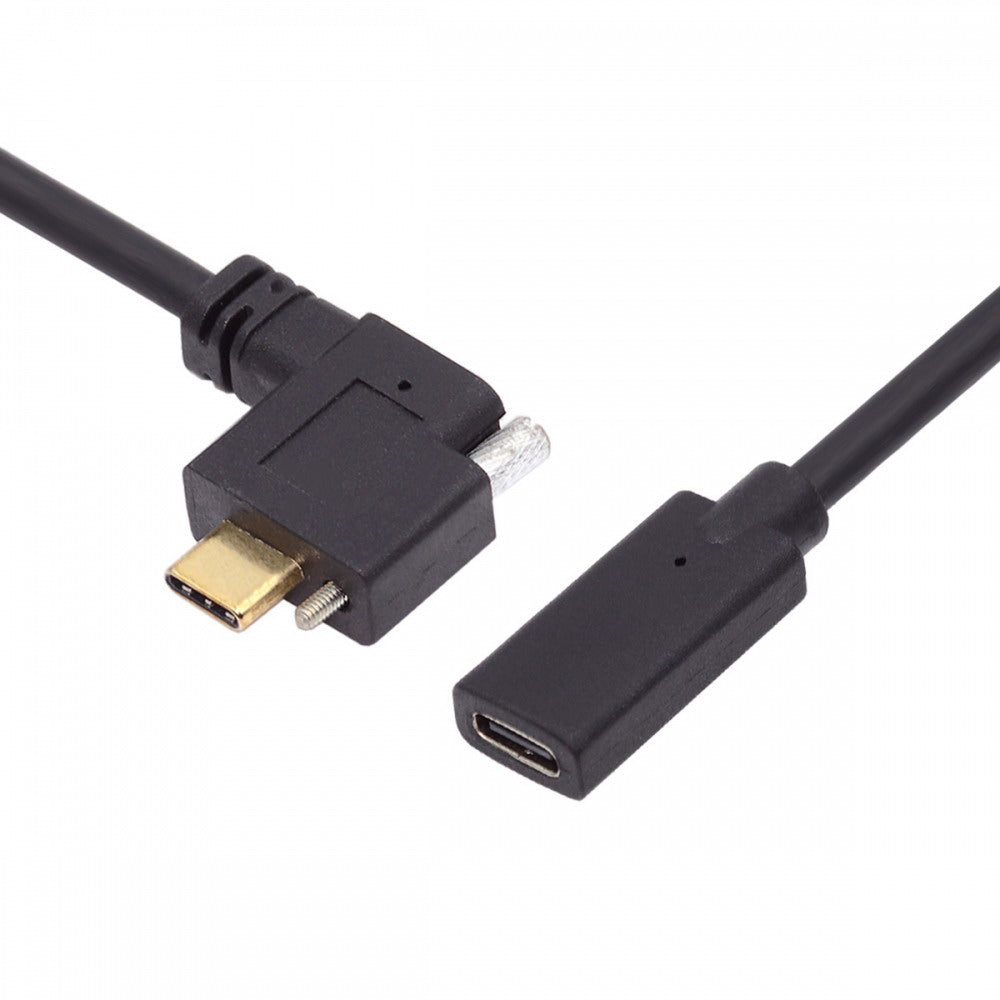 USB-C USB 3.1 Type C Right Angled Male to Female Extension Data Screw Locking Cable for for Realsense Camera VR Quest Link UC-041-RI