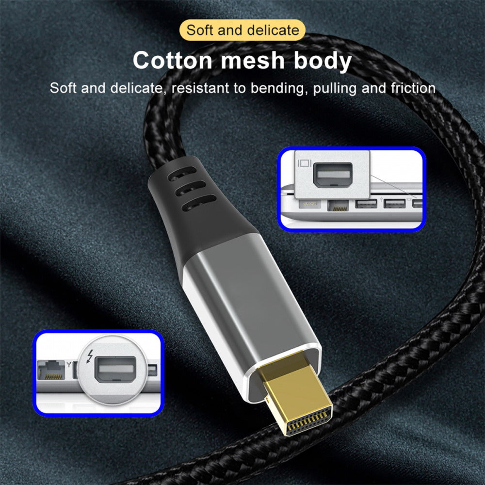 Mini DisplayPort 1.4 Source to HDMI 2.0 Display 8K 60hz UHD 4K MINI-DP to HDMI Male Monitor Cable DP-021-8K