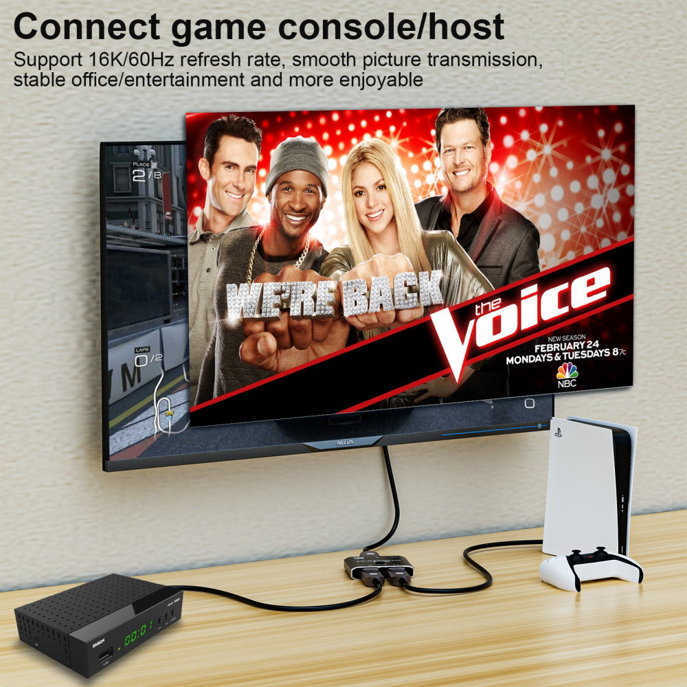 DP DisplayPort 2.0 Bi-Direction 2x1 Switch Splitter Selector Hub Support HDCP SST Extended 16K@60hz 4K@240hz Convertor DP-030-16K