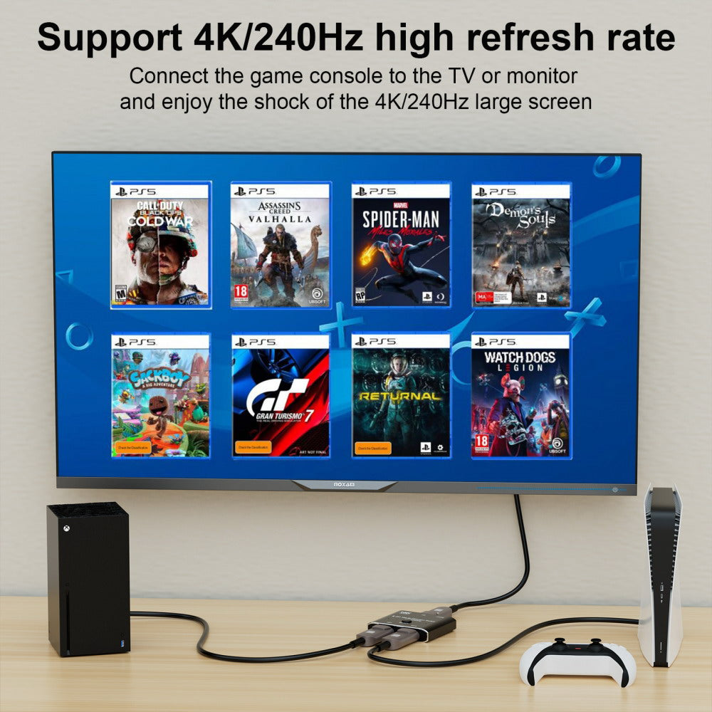 DP DisplayPort 2.0 Bi-Direction 2x1 Switch Splitter Selector Hub Support HDCP SST Extended 16K@60hz 4K@240hz Convertor DP-030-16K