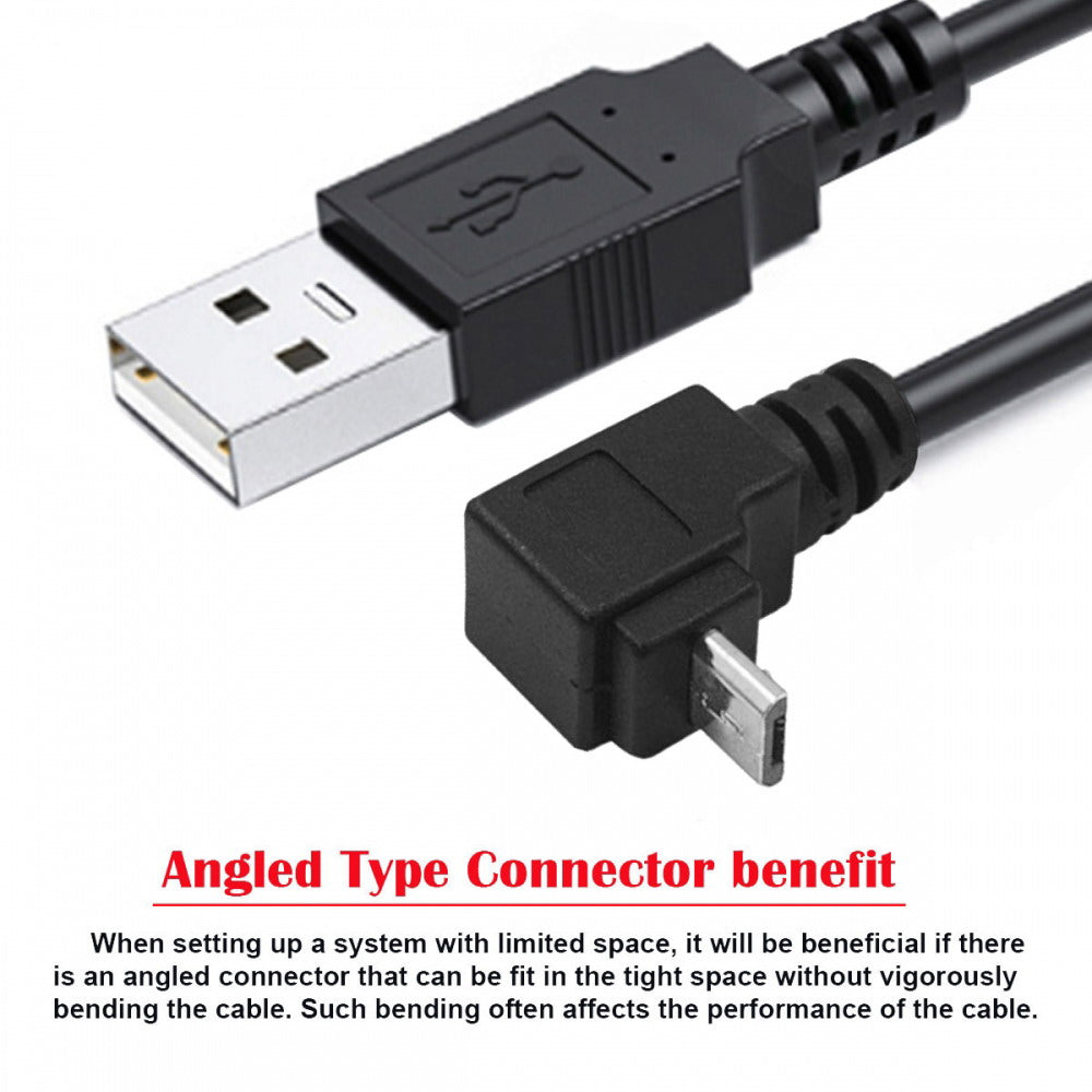 Up Angled 90 Degree Micro USB Male to USB Data Charge Cable for i9500 9300 N7100 U2-089-UP