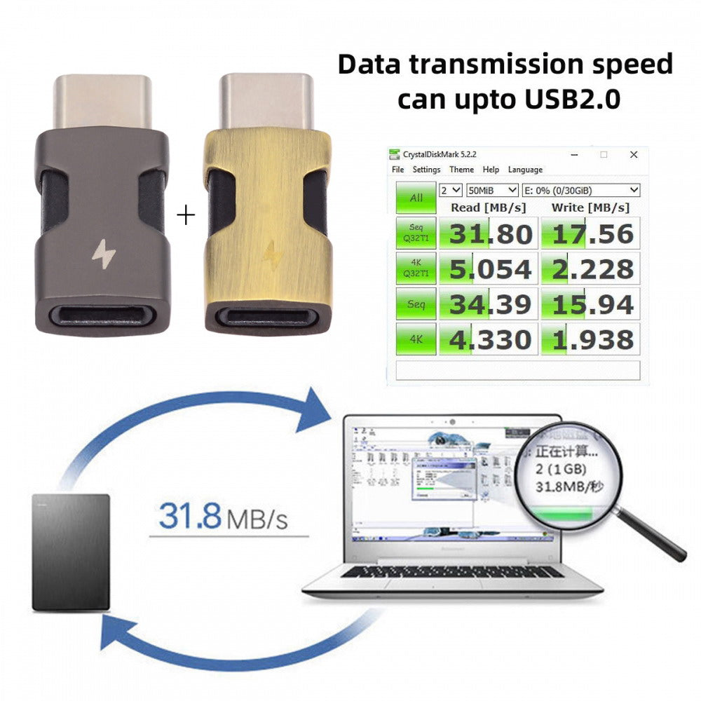 2pcs/set USB-C Type C Male to 8P Female Power 480Mbps Data Adapter Compatible with iPhone 15 & Android & Tablet U2-058-LT021