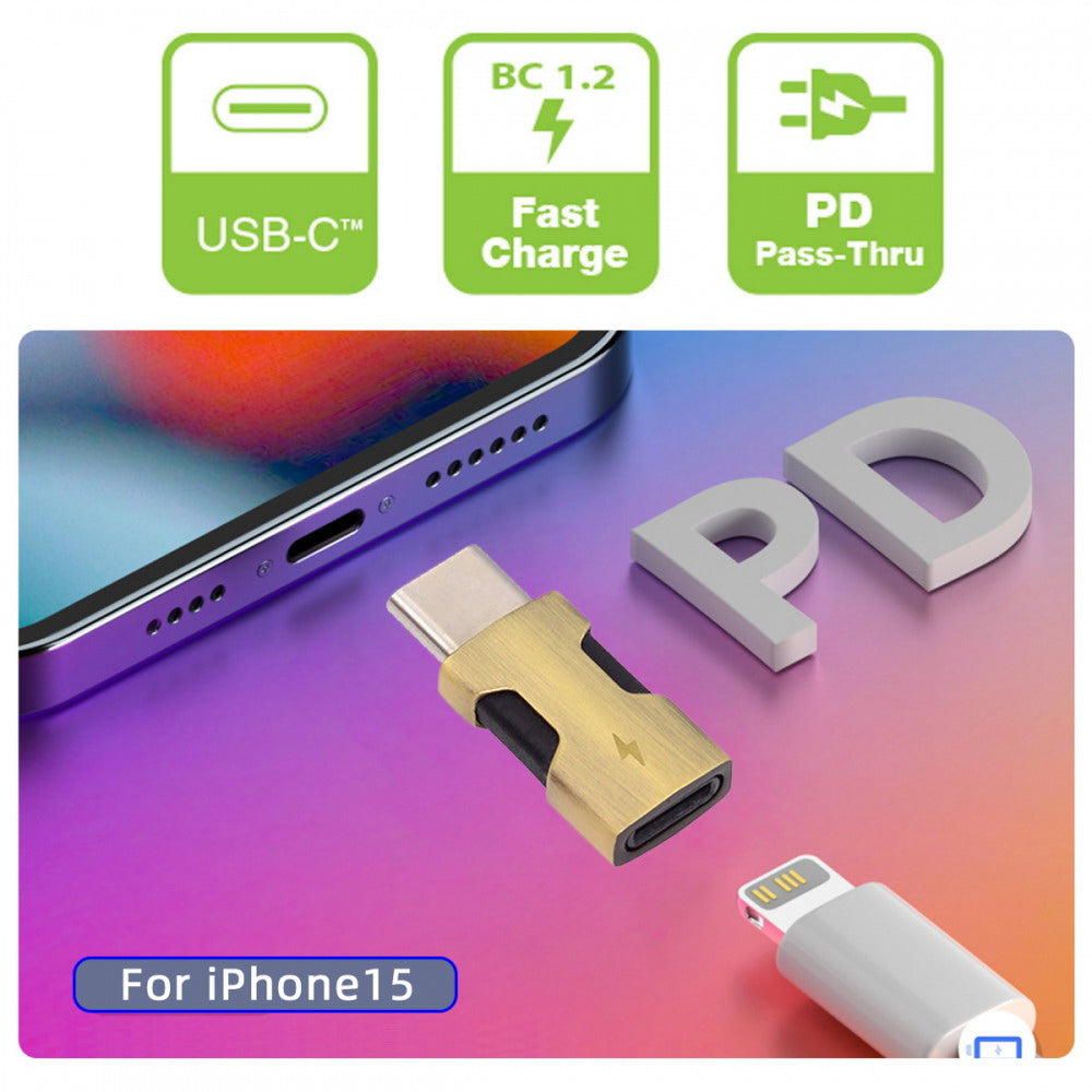 2pcs/set USB-C Type C Male to 8P Female Power 480Mbps Data Adapter Compatible with iPhone 15 & Android & Tablet U2-058-LT021