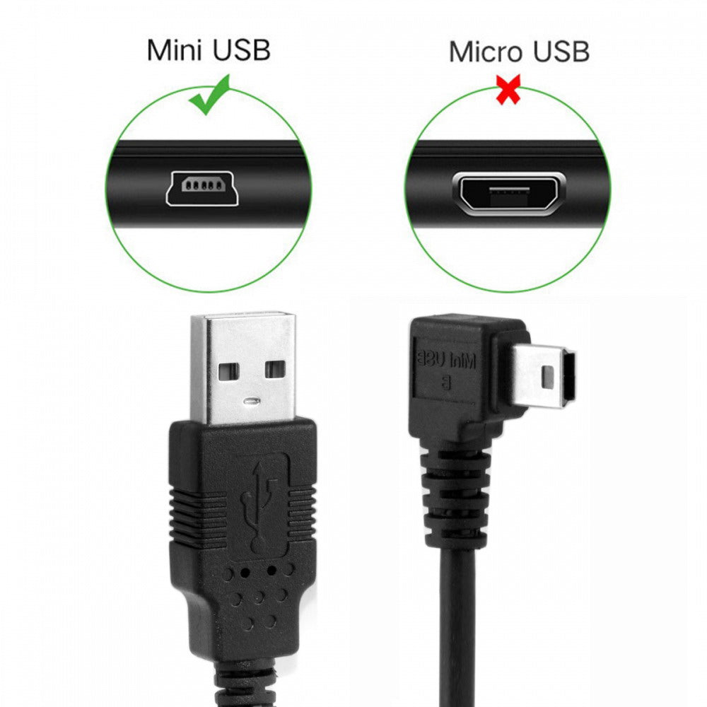 Mini USB B Type 5pin Male Right Angled 90 Degree to USB 2.0 Male Type-A Power Data Cable U2-057-RI