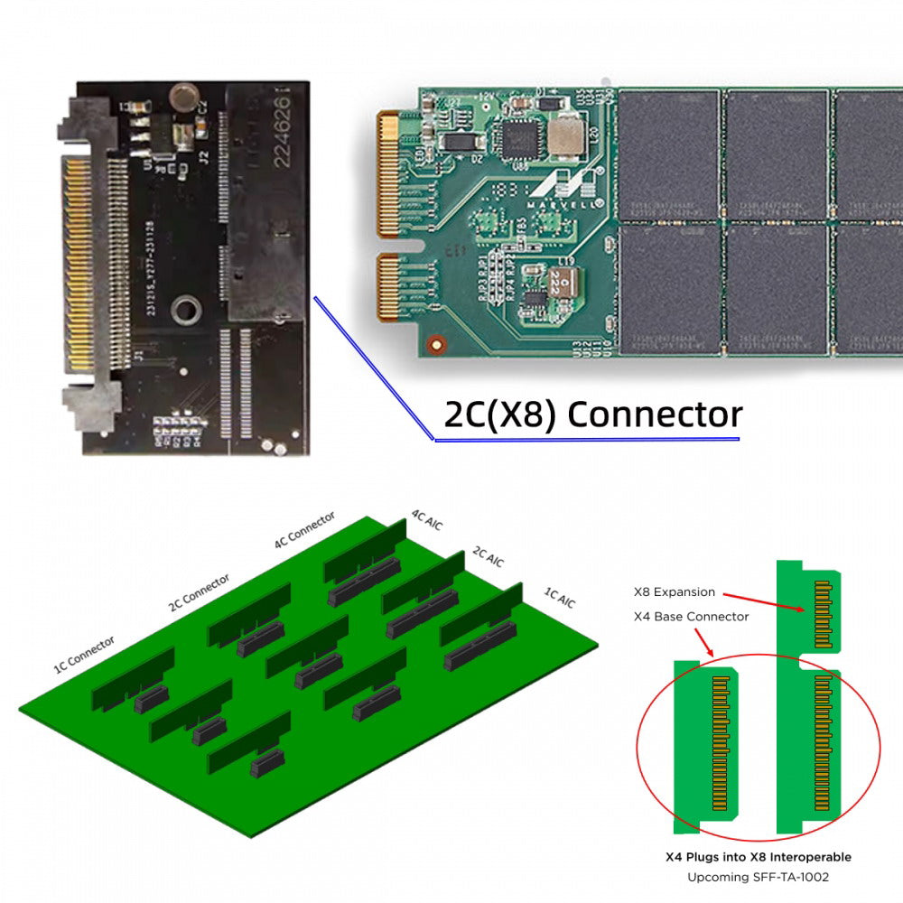 U.2 SFF-8639 Host Adapter to NVMe Ruler 1U GEN-Z EDSFF 2C 8X Short SSD PM983 E1.L Carrier Adapter SF-072-2C