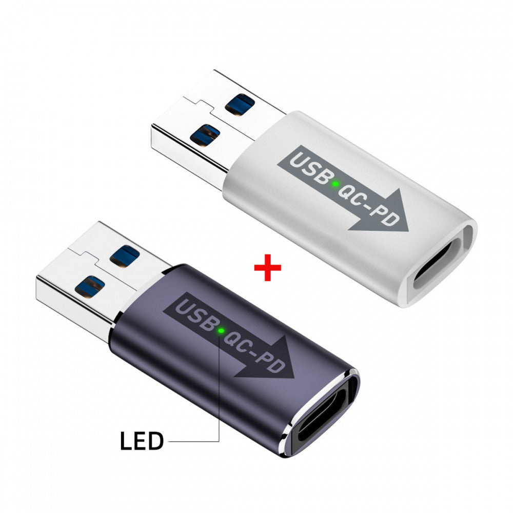 2pcs/lot USB 2.0 A Male QC to PD USB-C Type C Female 5Gbps Data Power Adapter for Laptop Tablet Phone UC-167-QC