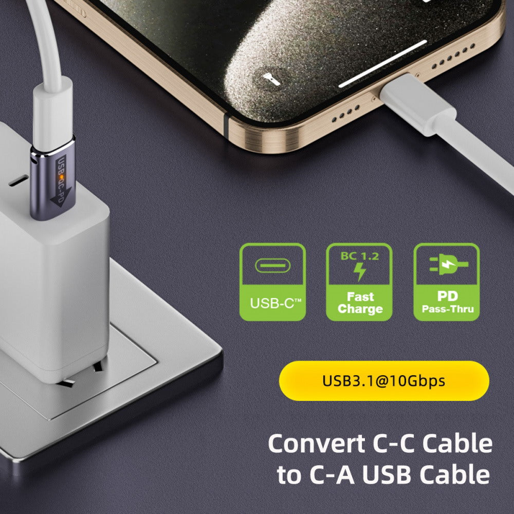 2pcs/lot USB 2.0 A Male QC to PD USB-C Type C Female 5Gbps Data Power Adapter for Laptop Tablet Phone UC-167-QC