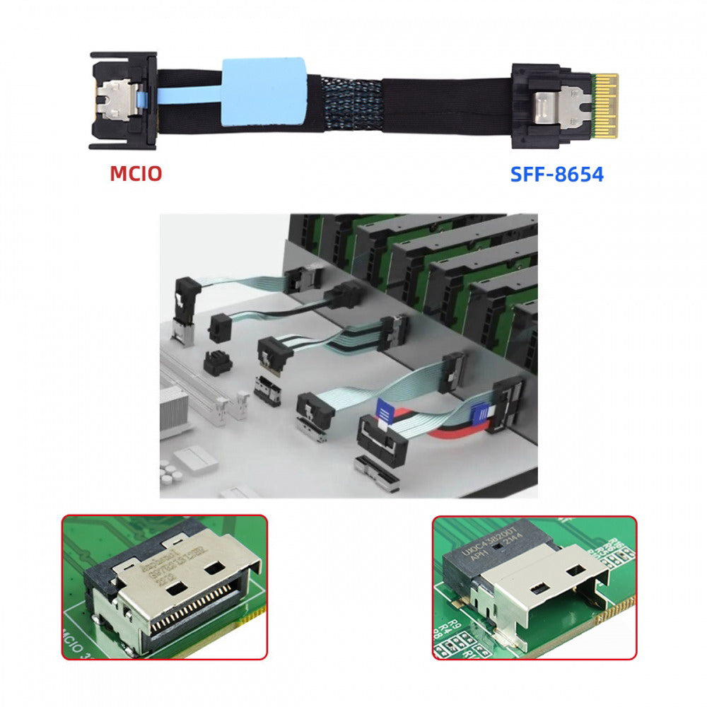 PCI-E 5.0 Mini Cool Edge IO MCIO PCI-E 4i 38Pin Male to SFF-8654 Slimline 4X Extender Cable 50cm SF-078