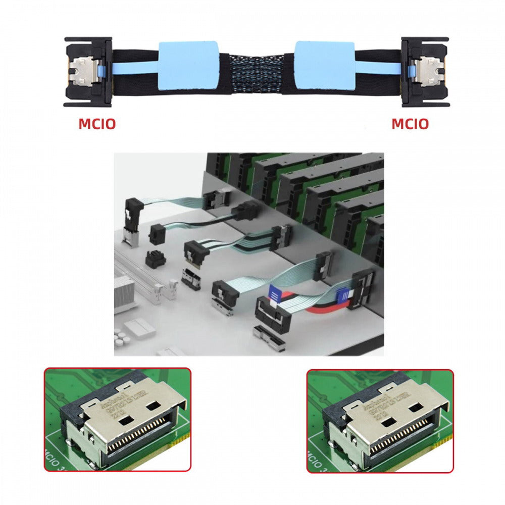 PCI-E 5.0 Mini Cool Edge IO MCIO PCI-E 4i 38Pin Male to MCIO 4i SFF-TA-1016 Extender Cable 50cm SF-079