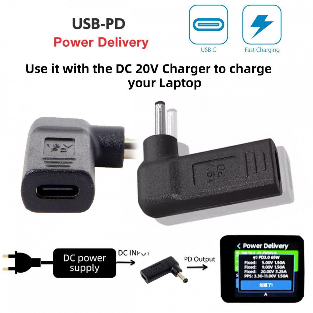 USB 3.1 Type C USB-C to DC 19V 4.0*1.7mm Adapter PD Emulator Trigger 90 Degree Angled UC-112-4017MM