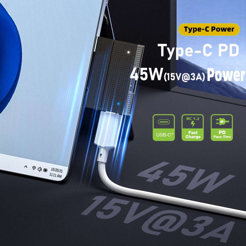Magnetic to USB3.1 Type-A & 15V Type-C USB-C Data Charge Adapter SF532 for Surface Pro9 Pro8 Pro7 Pro6 Pro X Go Book UC-156-SF532