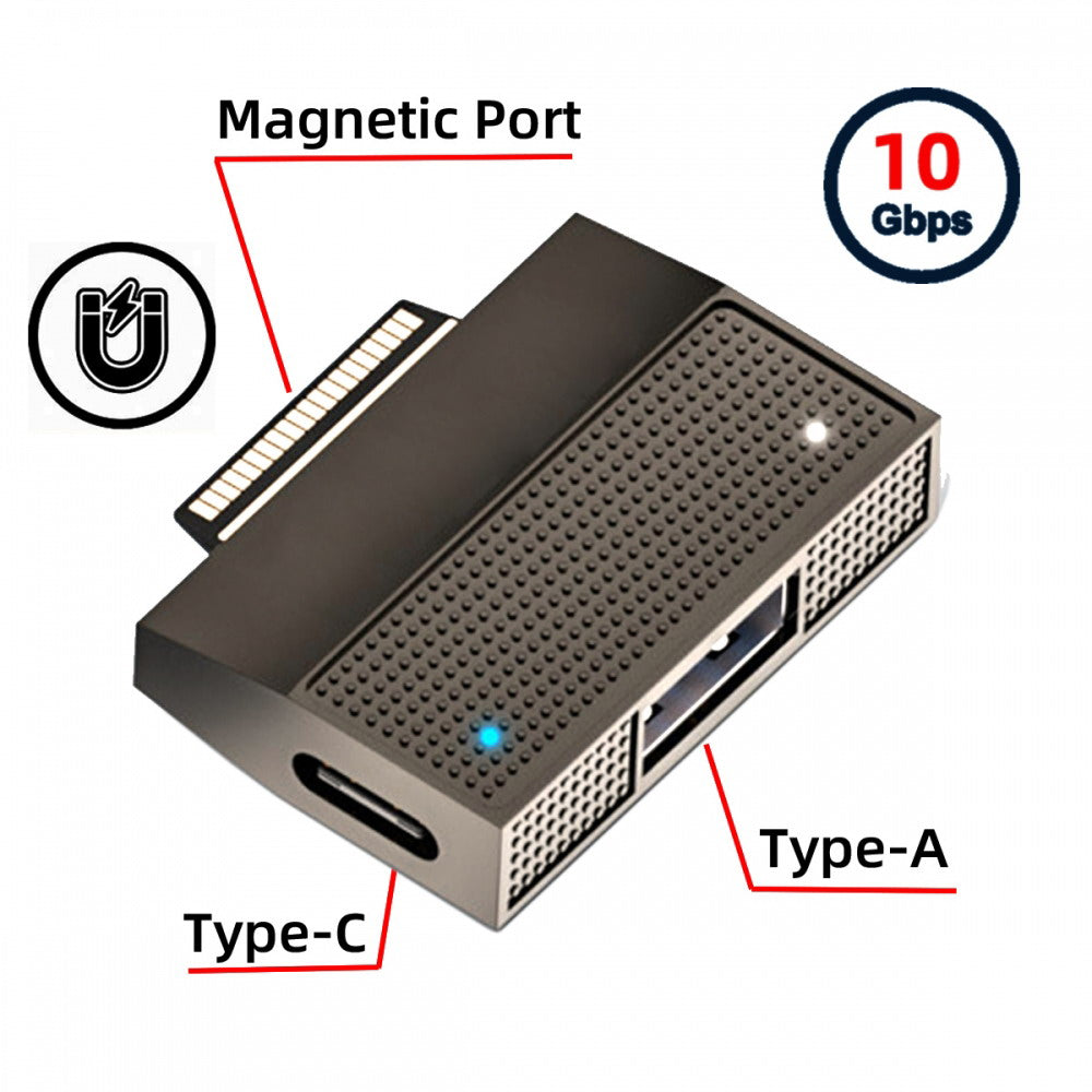 Magnetic to USB3.1 Type-A & 15V Type-C USB-C Data Charge Adapter SF532 for Surface Pro9 Pro8 Pro7 Pro6 Pro X Go Book UC-156-SF532