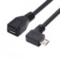 90 Degree Left Angled Micro USB 2.0 Male to Female Cable for Phone Extension 0.5m U2-096-LE