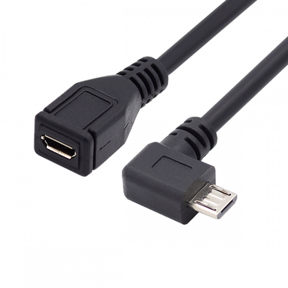 90 Degree Left Angled Micro USB 2.0 Male to Female Cable for Phone Extension 0.5m U2-096-LE