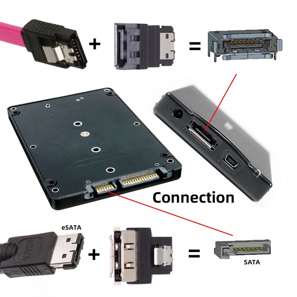 2pcs/lot SATA 7Pin Male to ESATA Female & External ESATA to SATA Adapter Extender for SSD Disk SA-082