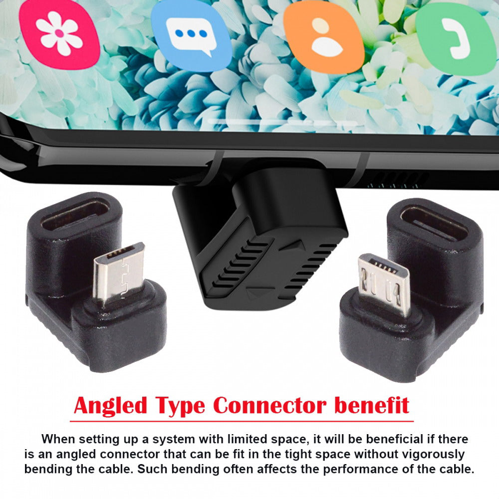 4pcs/lot USB-C USB2.0 Type C Female to Micro USB Male Power Data Adapter 90/360 Degree Angled Type UC-102