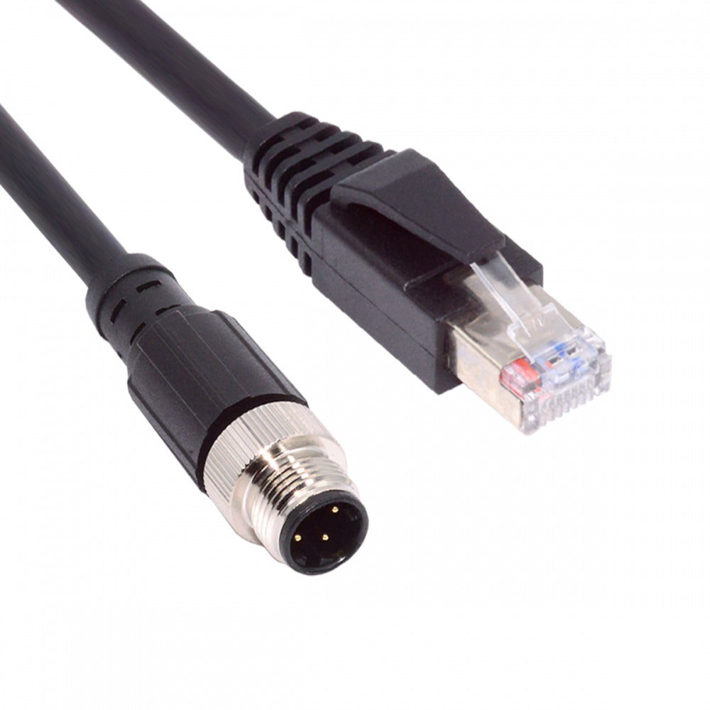 M12 Type-D D-coded 4Pin Male to RJ45 Cat5e Male Cable Lan Ethernet Network Industrial Applications IP67 Patch Cord UT-021
