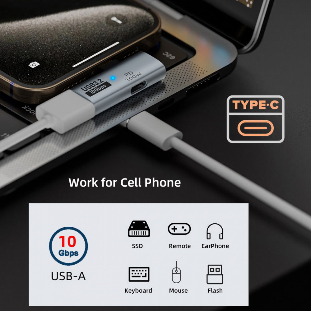 10Gbps USB-C Type-C to USB 3.0 Female OTG & 100W PD Power Adapter for Laptop Tablet Phone UC-035-PD