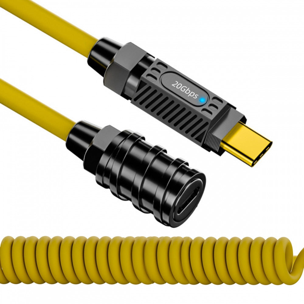 Stretch Coiled USB-C USB4 Cable 20Gbps 140W 8K for Gaming Keyboard Mouse Type-C Male to Female Extension Cable Power & Data UC-164-MF-1.8M