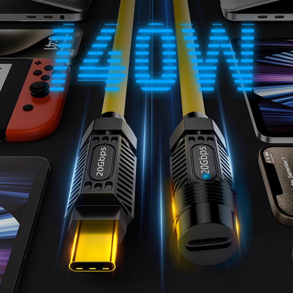 Stretch Coiled USB-C USB4 Cable 20Gbps 140W 8K for Gaming Keyboard Mouse Type-C Male to Female Extension Cable Power & Data UC-164-MF-1.8M
