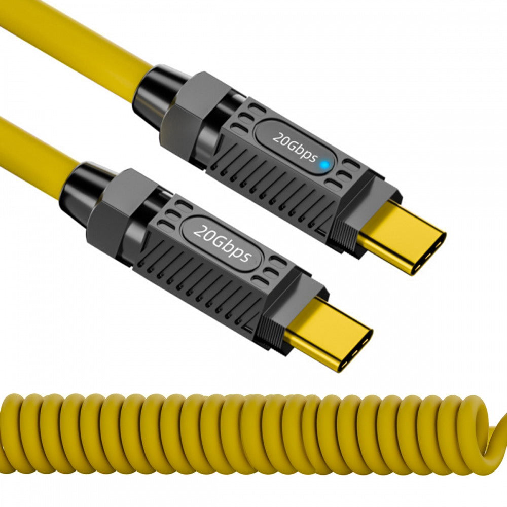 Stretch Coiled USB-C USB4 Cable 20Gbps 140W 8K for Gaming Keyboard Mouse Type-C Male to Male Cable Power & Data UC-164-MM-1.8M