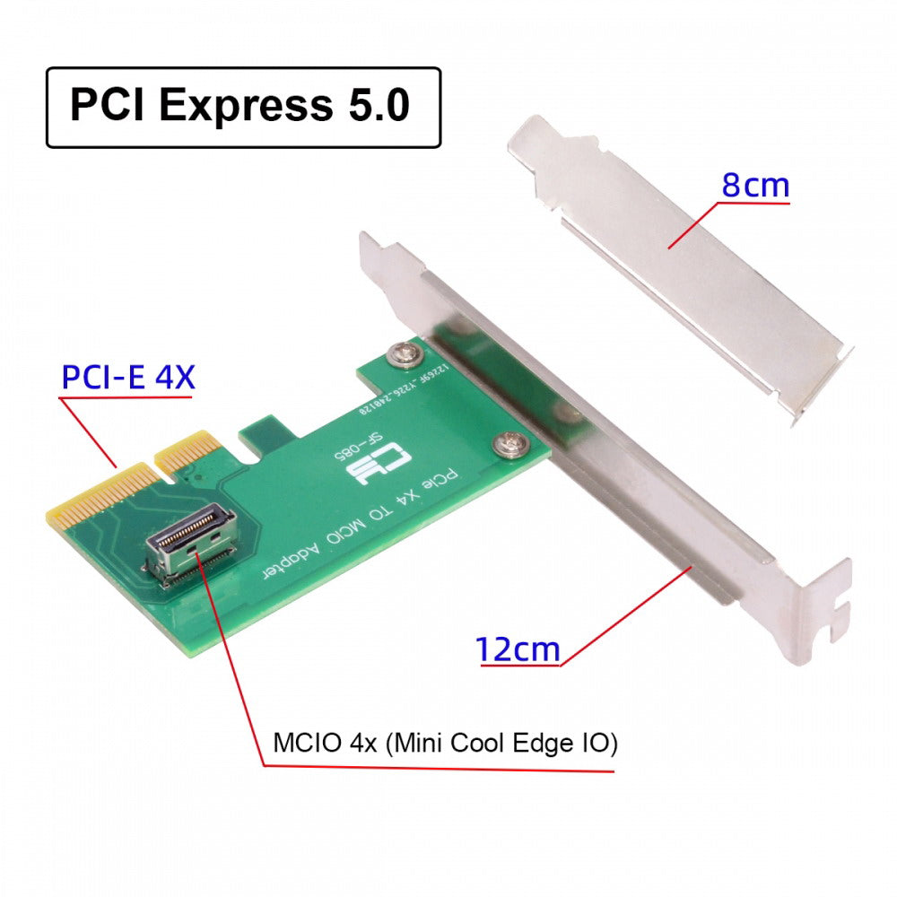 PCI-Express 5.0 4.0 4X to MCIO Mini Cool Edge IO Female Host Adapter for PCIe Nvme U.2 SSD SF-085