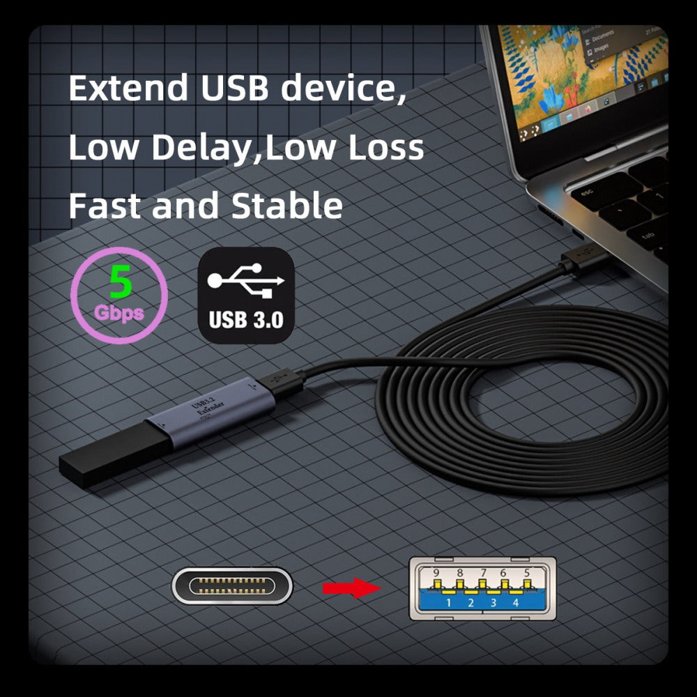 USB 3.0 Active Repeater Adapter Type-C Female Host to Type-A Female Device Extender with Chipset for Camera Printer Computer U3-010-CFAF