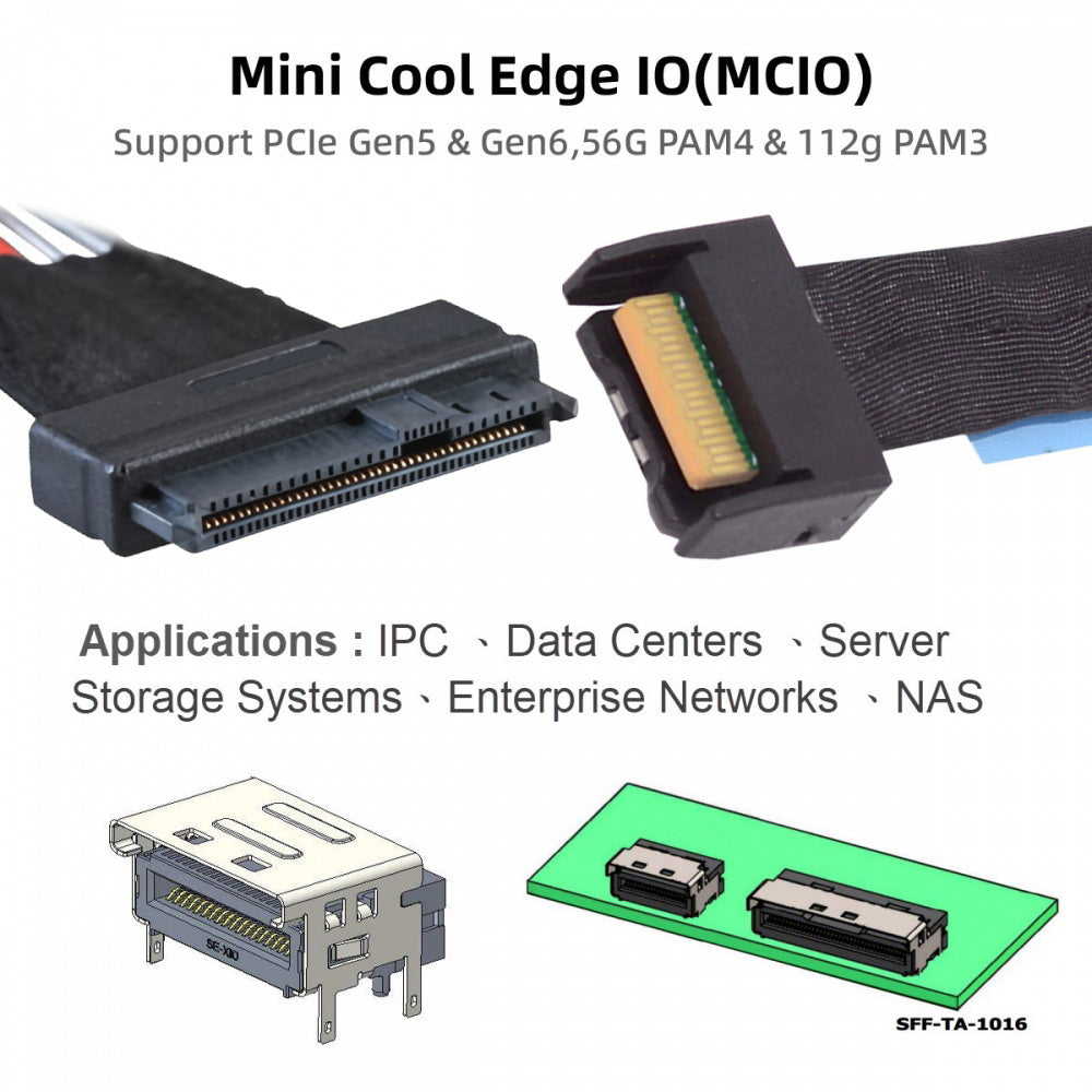 MCIO 4x Mini Cool Edge IO to U.2 SFF-8639 NVME PCIe PCI-Express Cable for Mainboard SSD SF-081