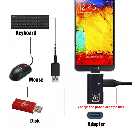 10Gbps USB-C Type-C to USB 3.0 Female OTG & DC 5V Power Adapter for Tablet Phone UC-035-AC