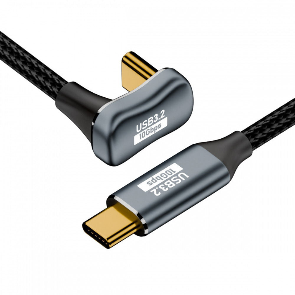 Opposite U Shape Back Angled USB-C USB 3.1 Type C Male to Male Extension Data Cable 10Gbps 100W with Sleeve UC-064-OS