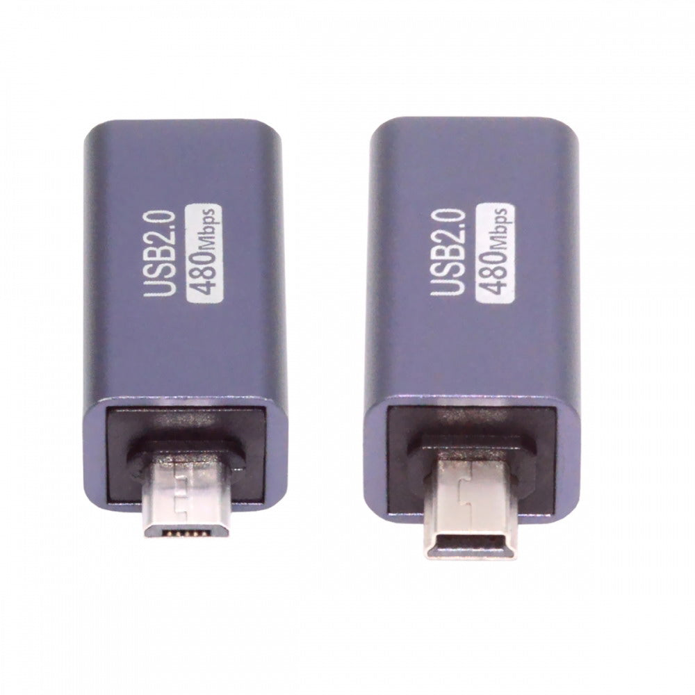2pcs/lot USB 2.0 B Type Female to Mini USB & Micro Male Extension Adapter for Printer Phone Disk U2-010-MM