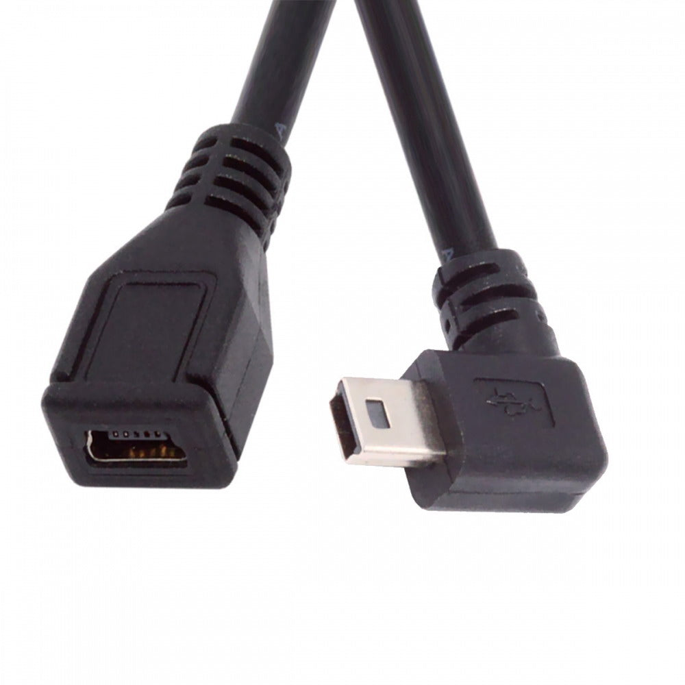 90 Degree Right Angled Mini USB 5Pin Male to Female Extension Cable 30cm for GPS Camera U2-049-RI