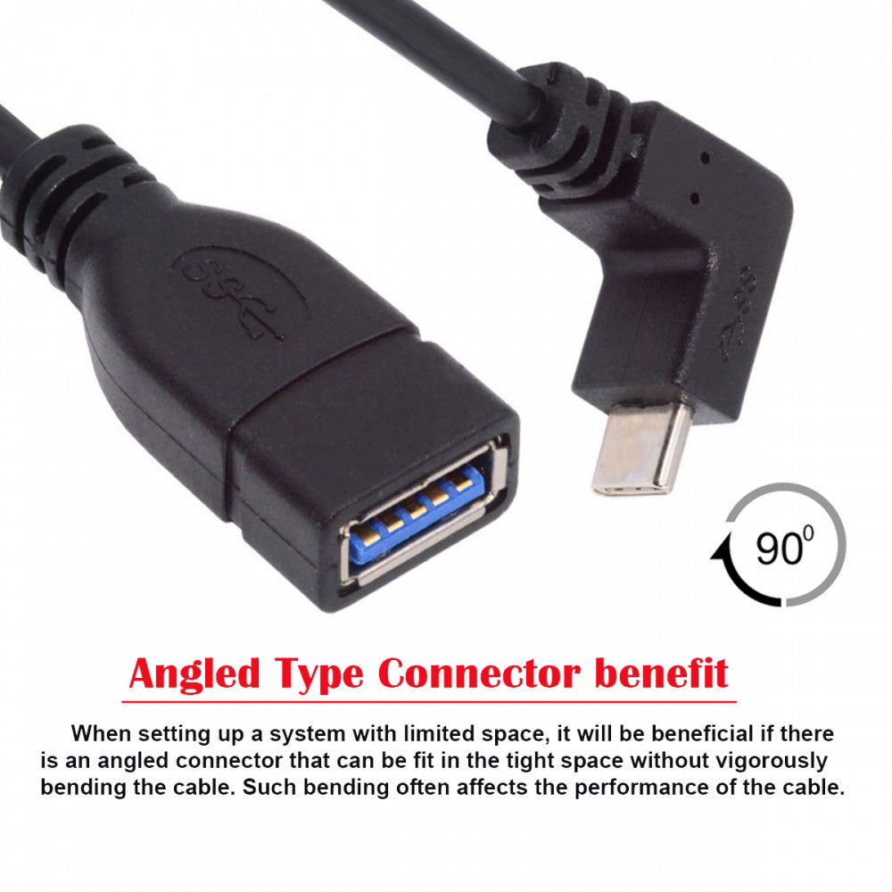 USB-C USB 3.1 Type-C Male to USB 3.0-A Female 10Gbps OTG Data Power Cable Up Down Angled UC-200-UP