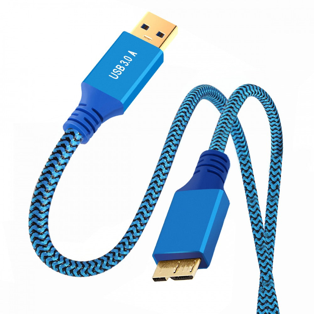 USB 3.0 Type-A Male to USB3.0 Micro-B Male Cable Extension Blue Sleeve 5Gbps for Disk SSD Camera Data U3-085-MM