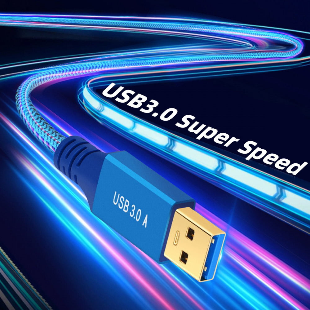 USB 3.0 Type-A Male to USB3.0 Micro-B Male Cable Extension Blue Sleeve 5Gbps for Disk SSD Camera Data U3-085-MM