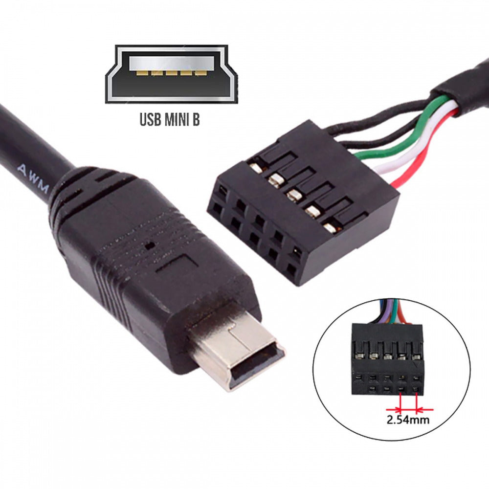 USB 2.0 Motherboard 9pin 10pin Header to Mini USB 5Pin Cable 50cm for Mini Monitor Sensor Panel Camera U2-018-MN