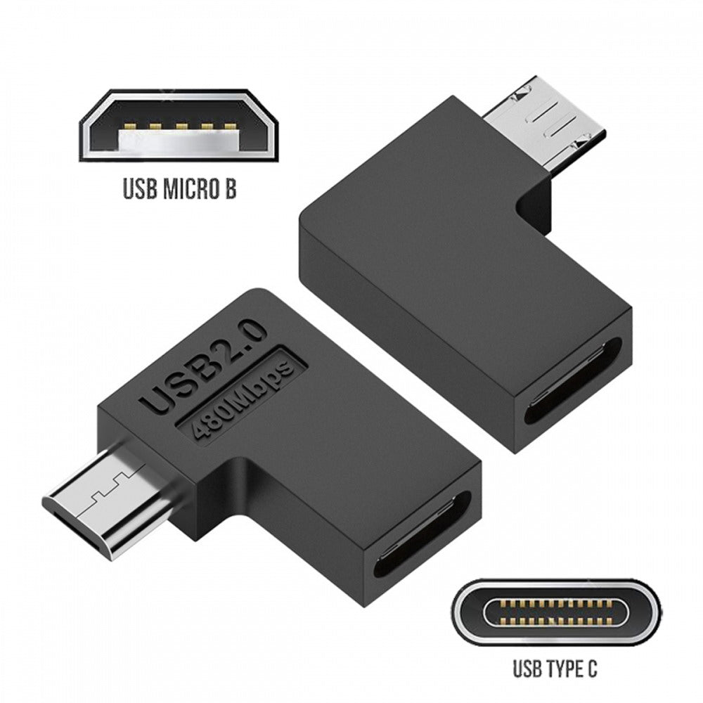 4pcs/lot USB-C USB2.0 Type C Female to Micro USB Male Power Data Adapter 90 Degree Right Angled Type UC-102-RI-4PCS