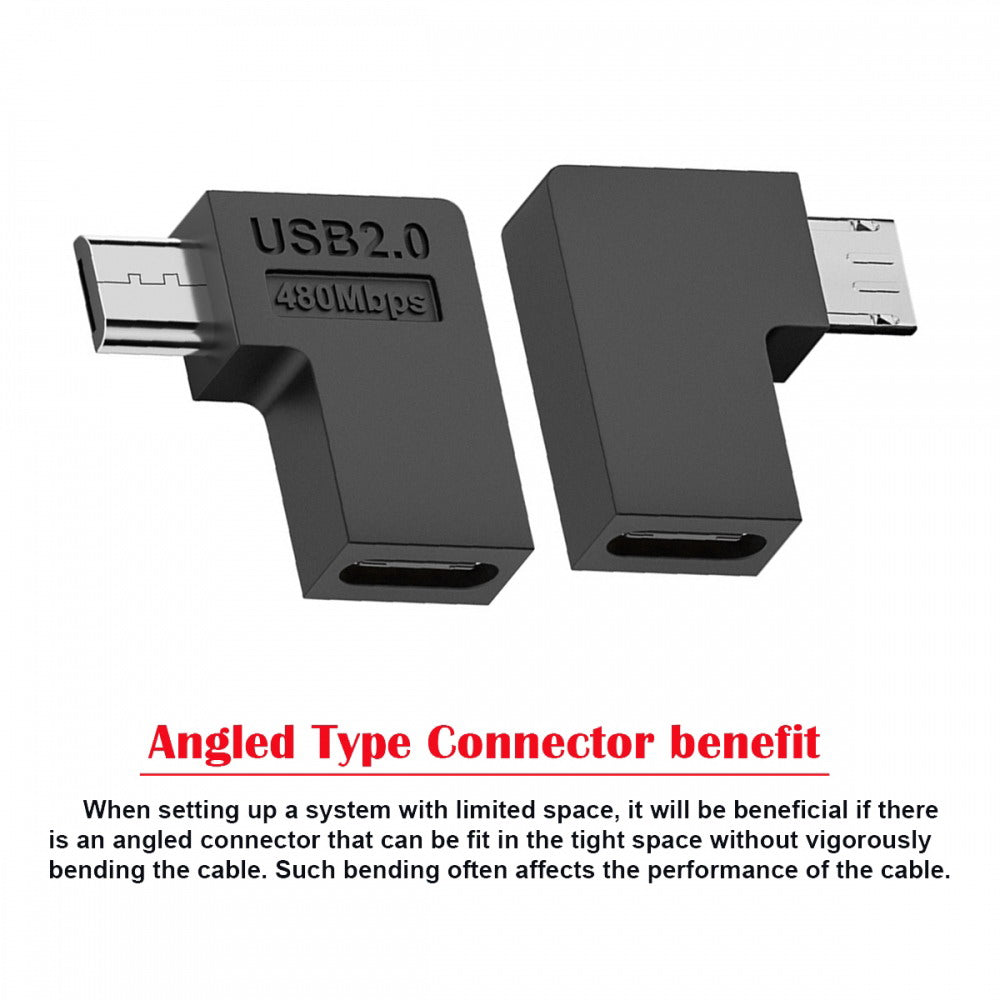 4pcs/lot USB-C USB2.0 Type C Female to Micro USB Male Power Data Adapter 90 Degree Right Angled Type UC-102-RI-4PCS