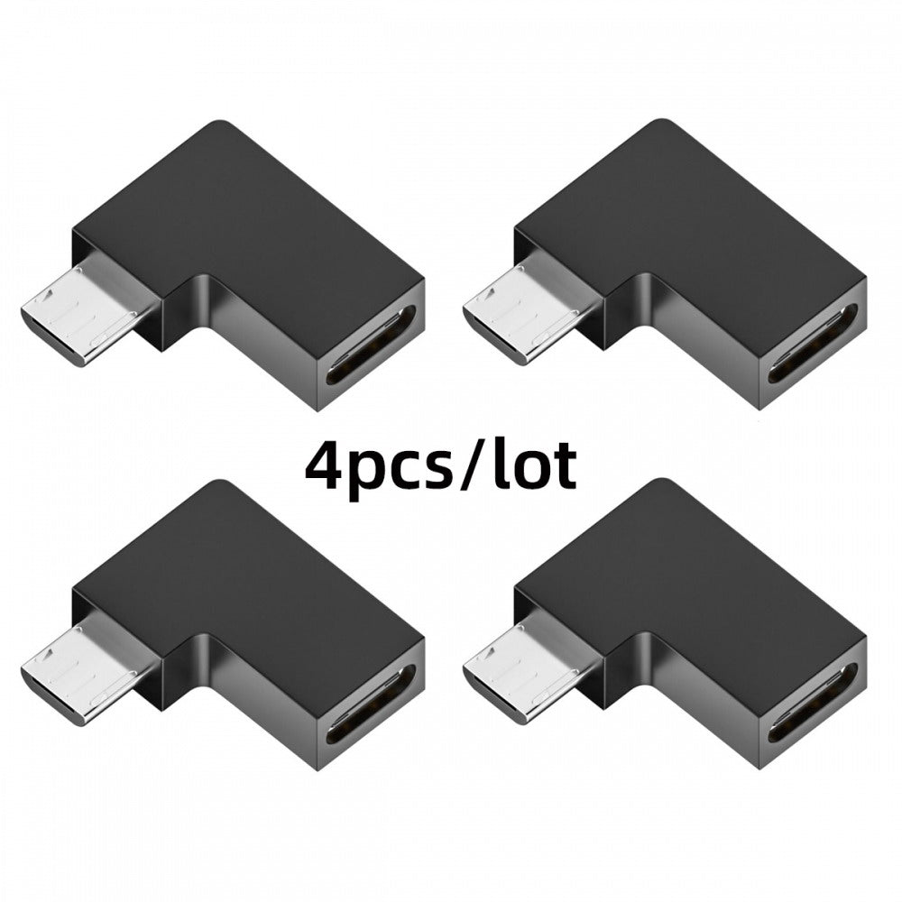 4pcs/lot USB-C USB2.0 Type C Female to Micro USB Male Power Data Adapter 90 Degree Left Angled Type UC-102-LE-4PCS