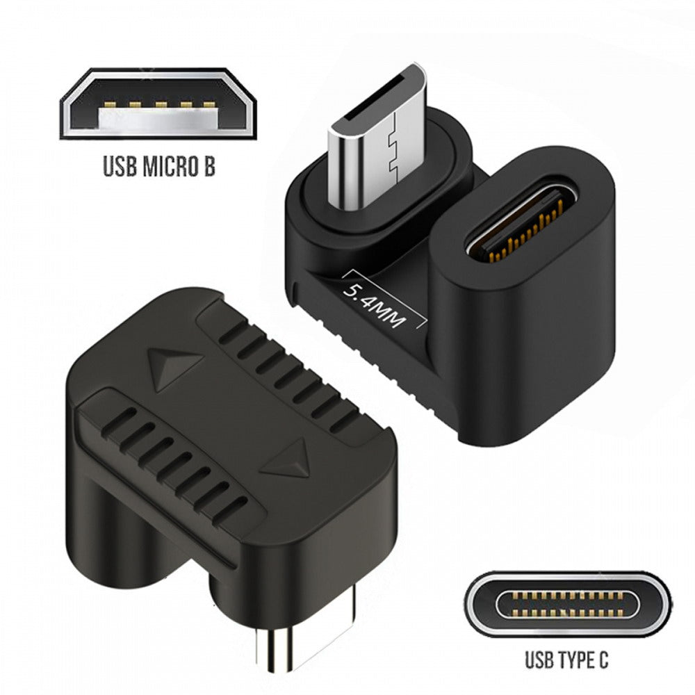 4pcs/lot USB-C USB2.0 Type C Female to Micro USB Male Power Data Adapter 360 Degree Opposite Down Back Angled UC-102-OS-4PCS