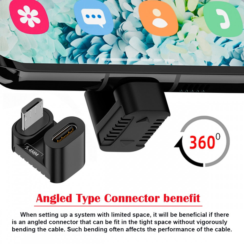 4pcs/lot USB-C USB2.0 Type C Female to Micro USB Male Power Data Adapter 360 Degree Opposite Up Back Angled UC-102-OU-4PCS