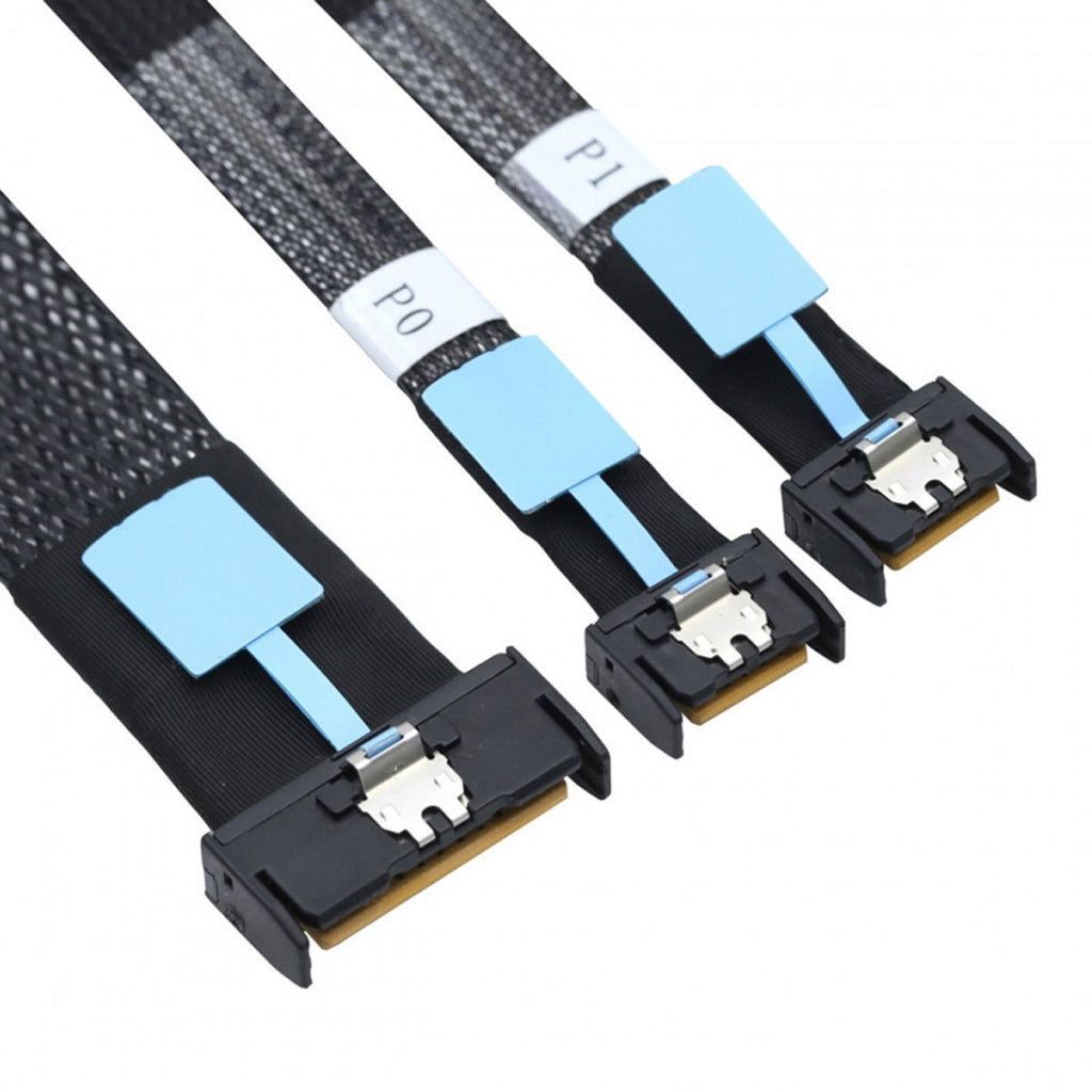 PCI-E 5.0 Mini Cool Edge IO MCIO STR PCI-E 8i 74Pin Male to Dual MCIO 38Pin Male Extender Cable 50cm SF-080