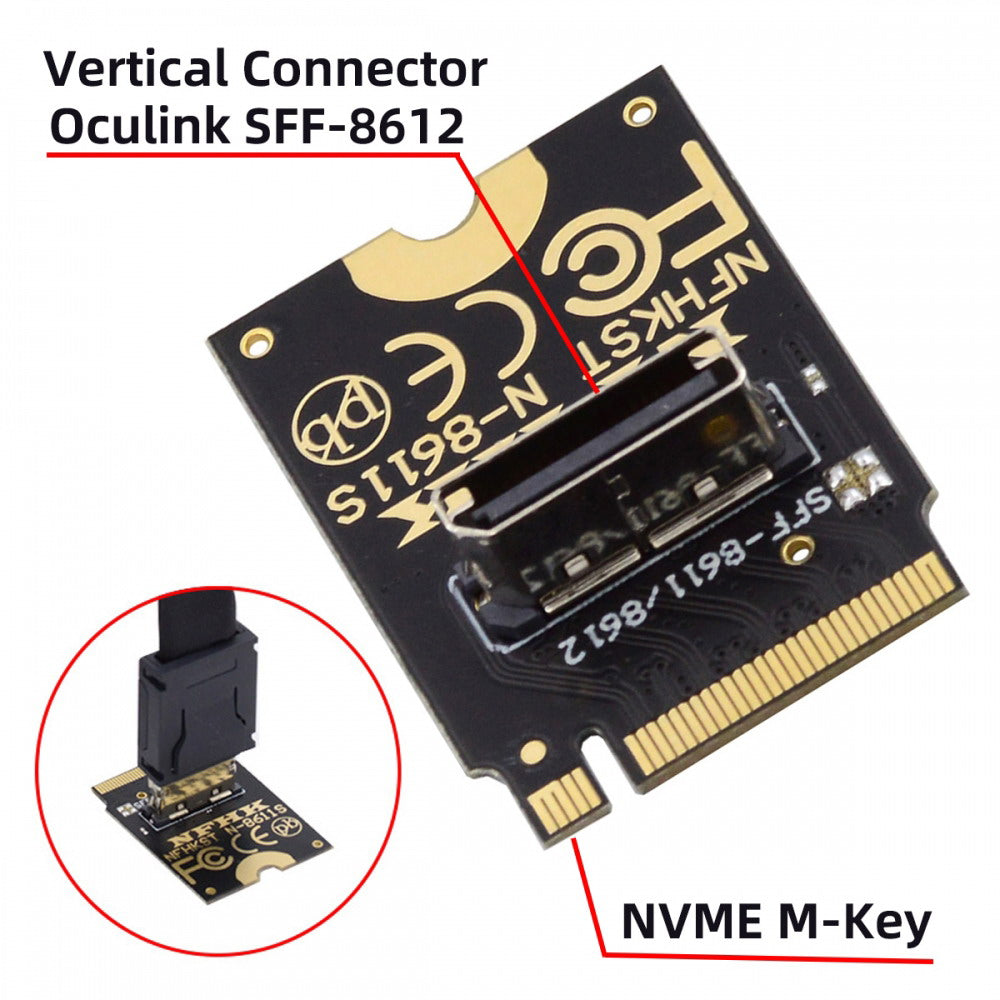 2230 PCI-E4.0 M.2 M-key to Oculink SFF-8612 SFF-8611 Vertical Host Adapter for NVME U.2 SSD eGPU SF-023-2230MM
