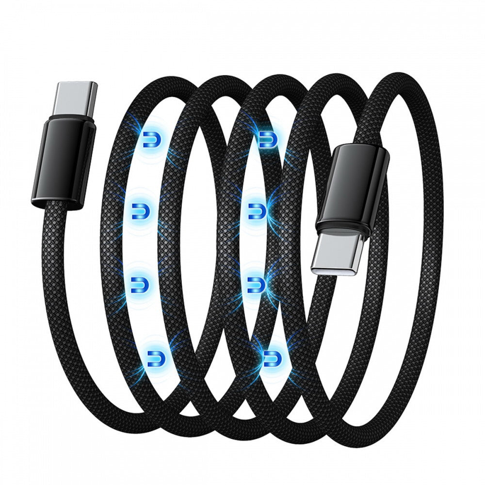 USB-C to Type-C Cable Magnetic Auto Retract Coiled 65W PD for Car Phone Laptop Retractable UC-003-MG