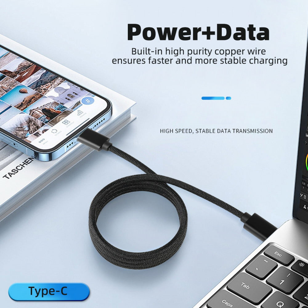 USB-C to Type-C Cable Magnetic Auto Retract Coiled 65W PD for Car Phone Laptop Retractable UC-003-MG