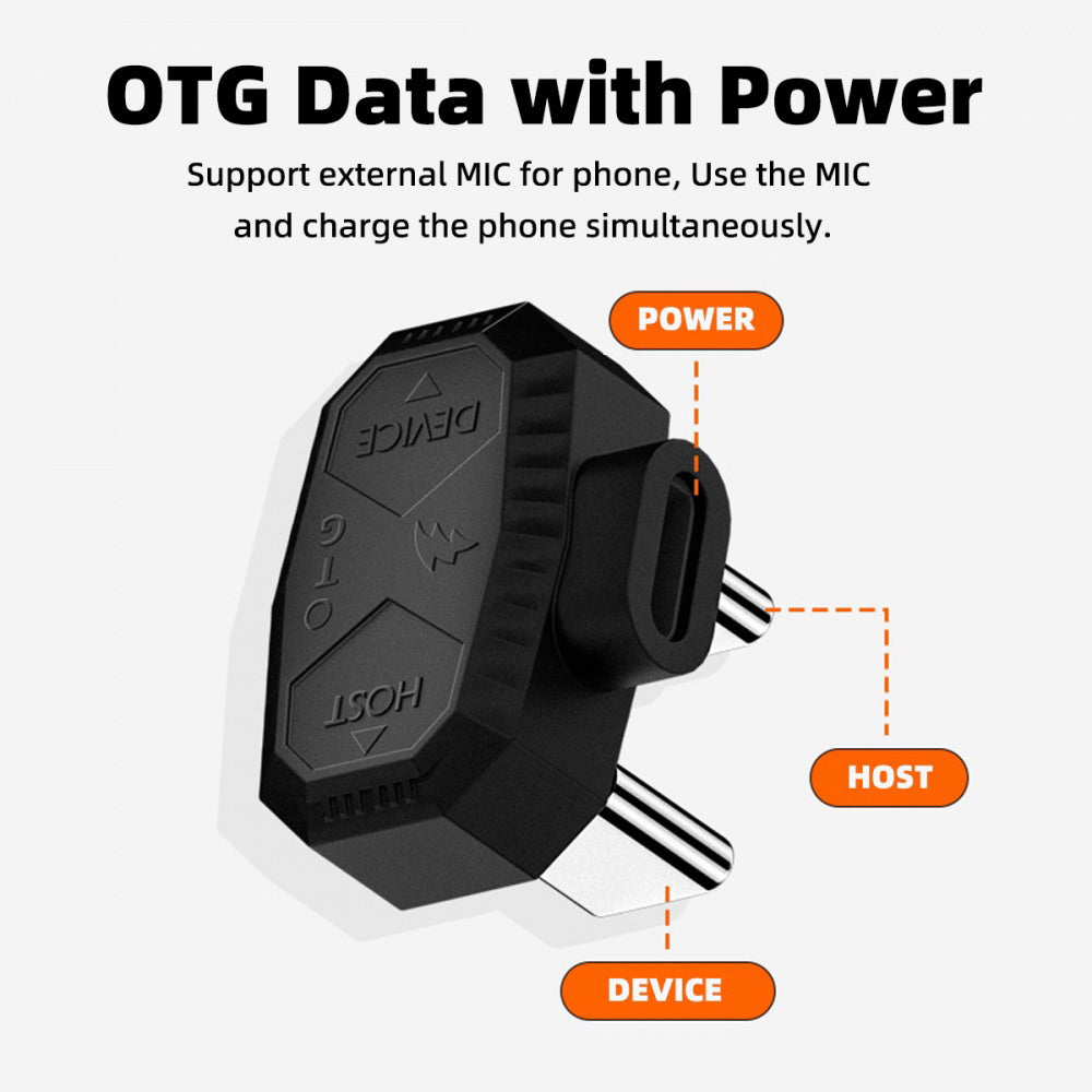 480Mbps USB-C Type-C Male to Male OTG Data Adapter with PD Power Opposite U Shape Back Angled for Phone MIC UC-009-PW